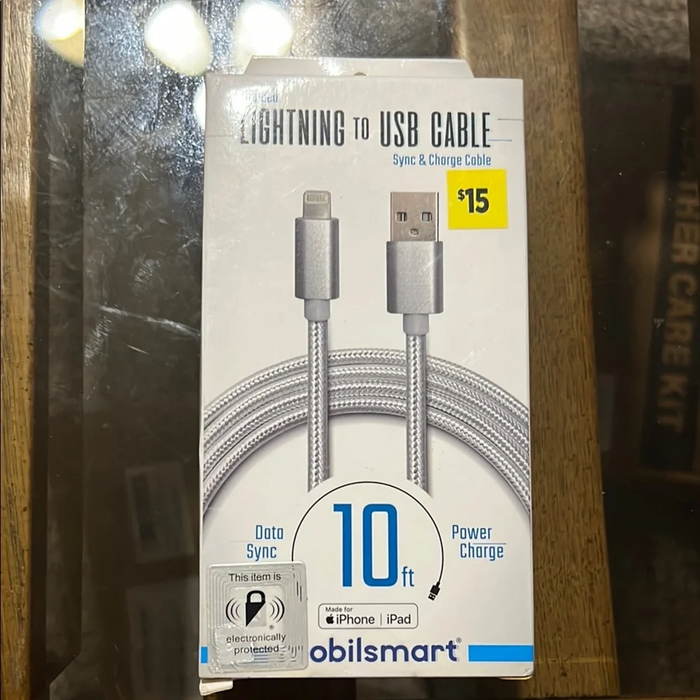 Silver Lightning to USB Cable 10 ft
